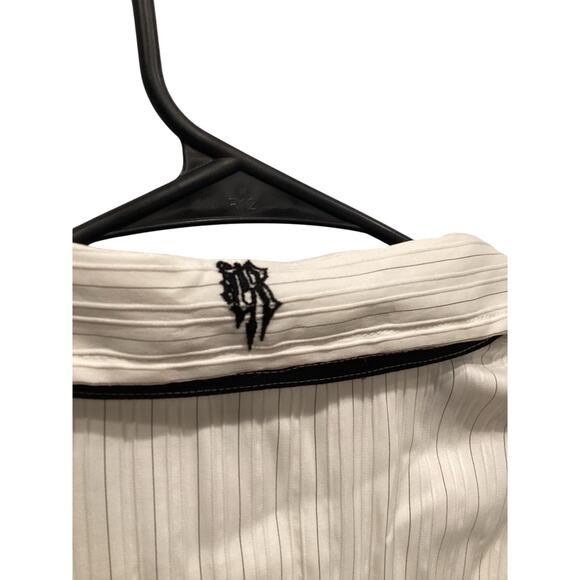 Roar Mens Embroidered Western Shirt Size Large Western Rodeo White Black Striped - Picture 9 of 13